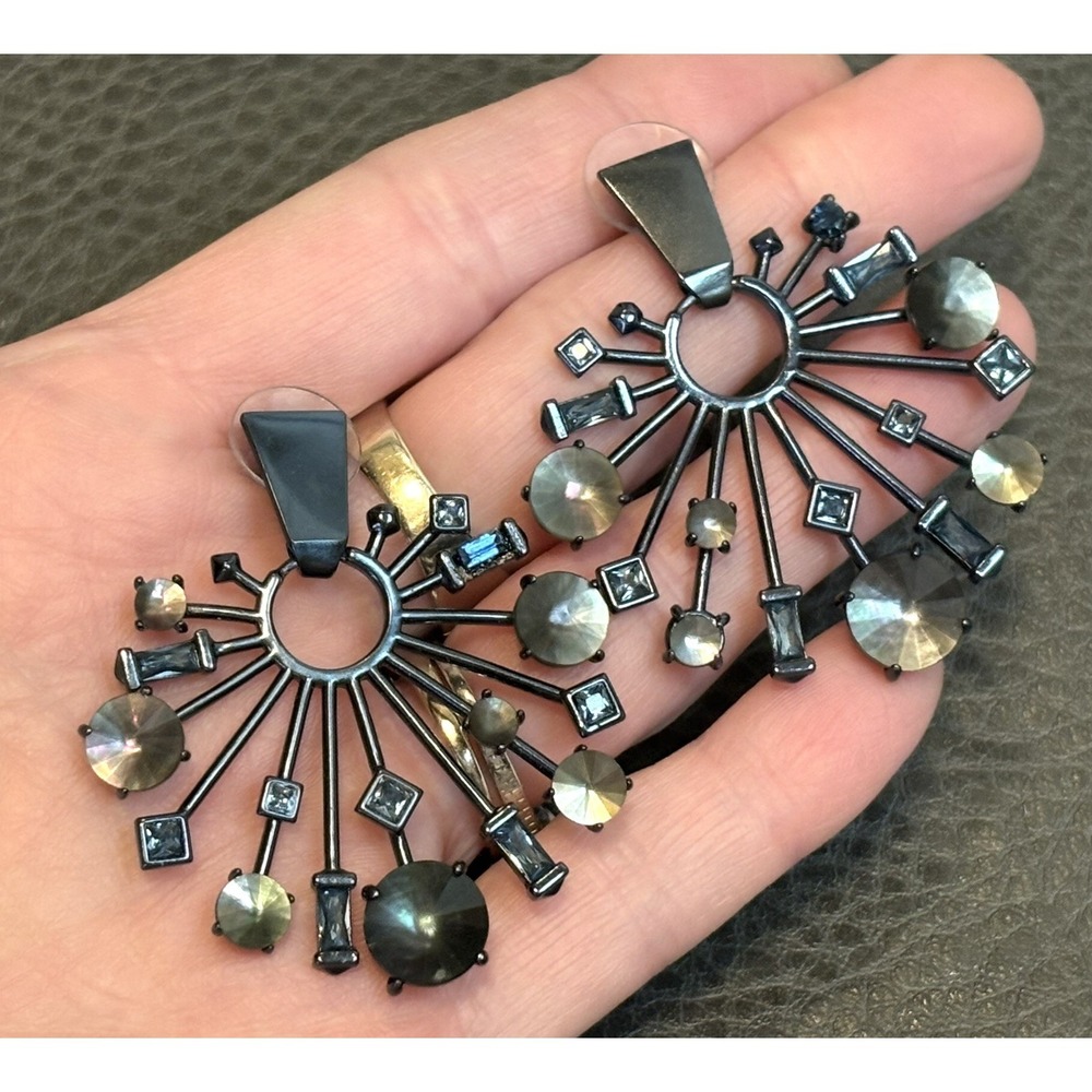 Kendra Scott Gunmetal Indigo Illusion Statement Dangle Earrings